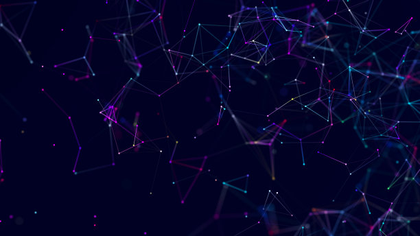 三维立方体的线和点。黑色背景上的线框多边形元素。科学和技术。三维渲染图片下载