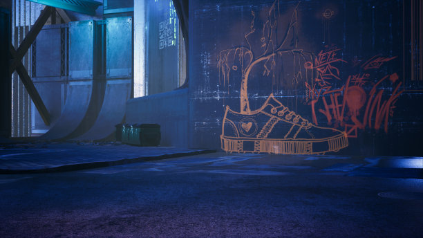 赛博朋克街与copyspace添加角色，3d渲染图片下载