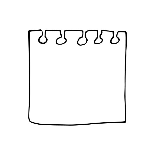 注意表。记事本撕页。矢量插图手绘涂鸦线艺术风格。单色、北欧极简主义。图标,模板。图片下载