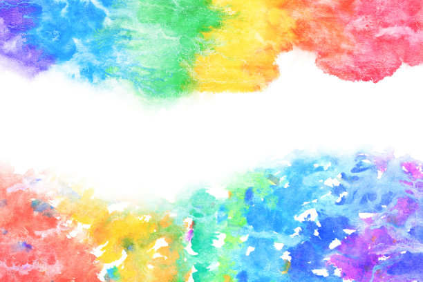 抽象彩虹色波，自然水彩纹理背景，彩色插图图片下载