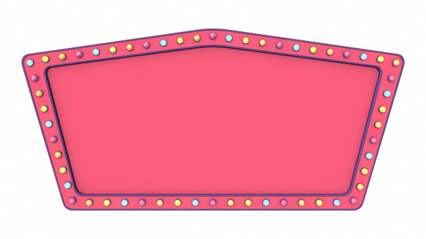 粉彩灯板标志复古白色背景。三维渲染图片下载