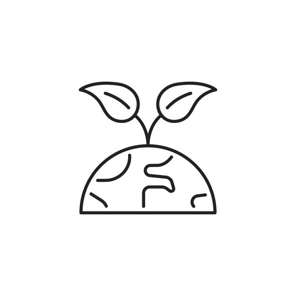 生态能源图标。地球和叶子。高质量的黑色矢量插图。图片下载