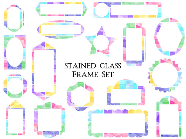 框架设置在彩色染色玻璃般的颜色图片下载