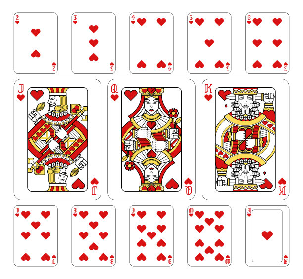 扑克牌红心，红，黄，黑图片下载