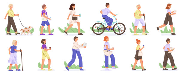 人们步行，多样性城市步行特色活动图片下载