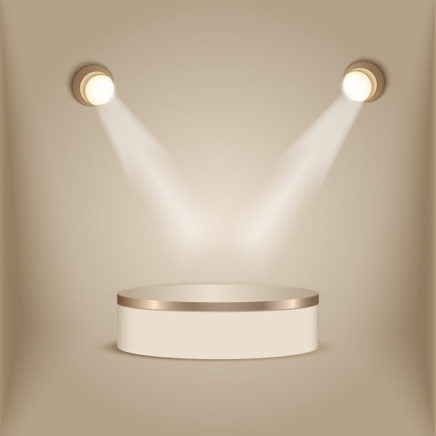 展示产品空浅棕色圆形底座与灯。阶段的产品。图片下载