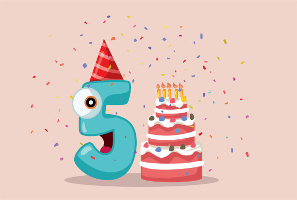 五周年贺卡邀请模板设计图片下载