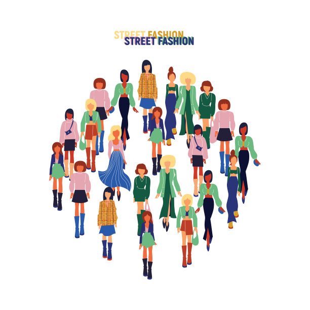 穿着时髦服装的时髦年轻女子。群的女孩图片下载