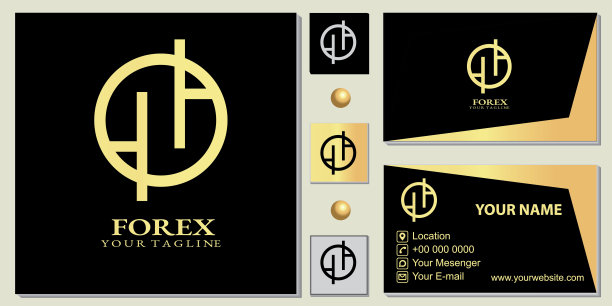 豪华黄金图表外汇圈溢价模板与优雅名片矢量eps 10图片下载