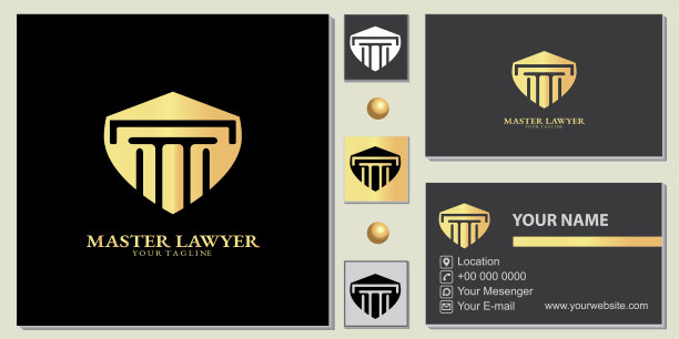 豪华金大师律师支柱溢价模板与优雅的商务名片矢量eps 10图片下载
