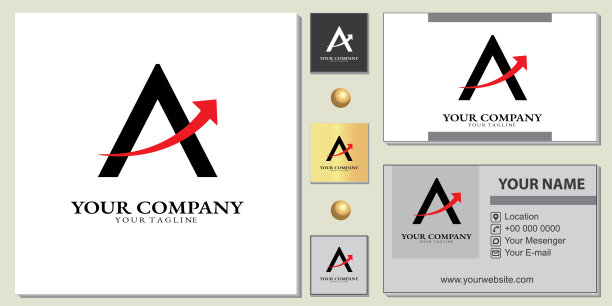 字母一个箭头溢价模板优雅的名片矢量eps 10图片下载