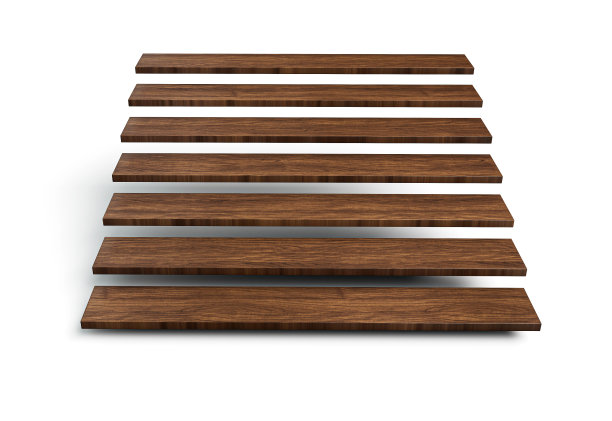 木地板步骤孤立的白色背景3d插图图片下载