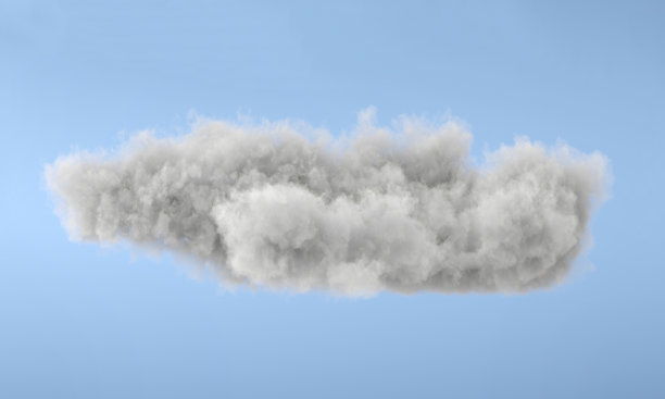 白色3d云孤立在蓝色背景上。蓝天上逼真的云。三维渲染图片下载