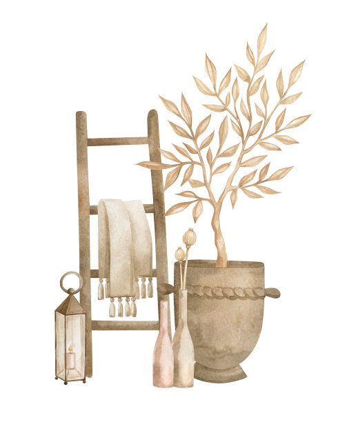 水彩室内场景图片下载