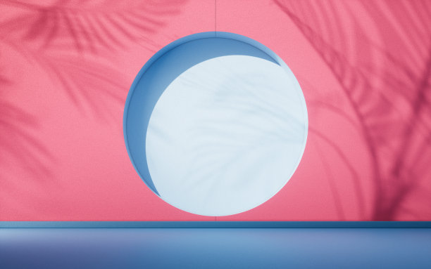 空舞台与圆门背景，3d渲染。图片下载