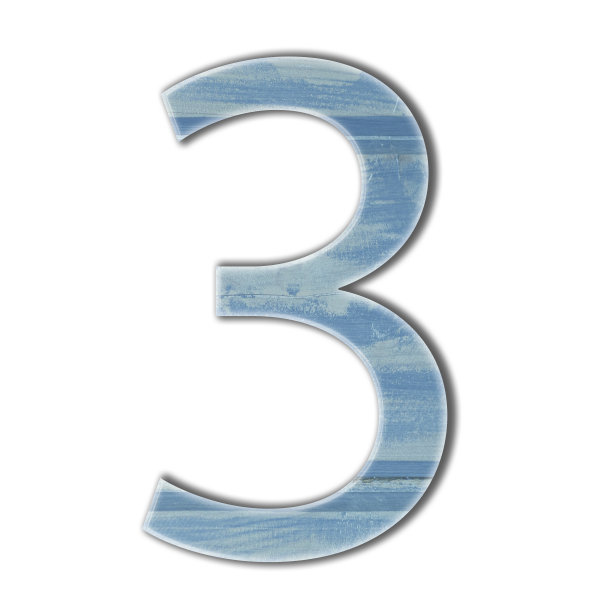 木制三号隔离蓝色纹理图片下载