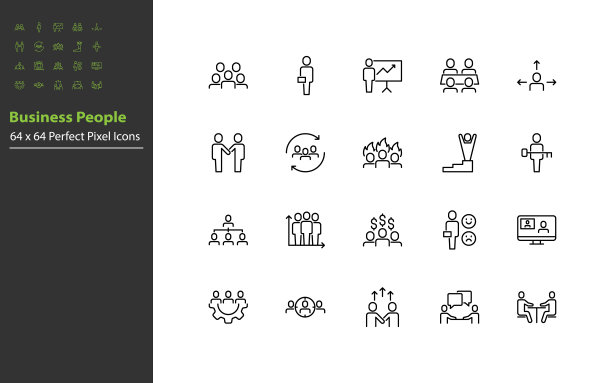 集业务人员线图标，团队，小组，会议，成员图片下载
