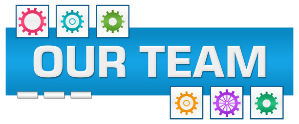 我们的团队蓝色彩色方框齿轮图片下载