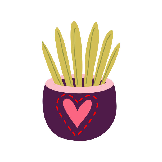 带有心形图案的盆栽植物或多汁植物图片下载