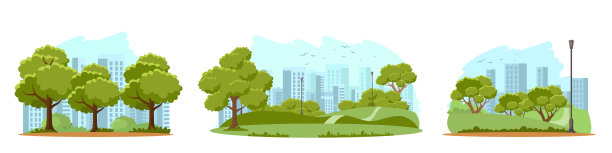 夏季景观以城市公园或花园为主，自然景观以绿树和灌木为主图片下载