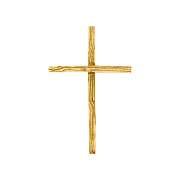 水彩手绘洗礼木十字架。圣灵，复活节宗教插图图片下载