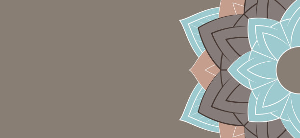 现代花卉曼陀罗水平禅冥想横幅与复制空间为您的文本。平静瑜伽矢量插图图片下载