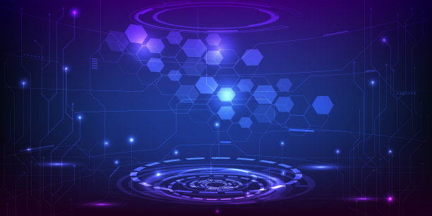 矢量插图抽象的蓝色未来的数字和技术艺术品。图片下载