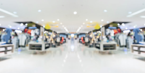 抽象模糊服装精品店展示商场内部的背景图片下载