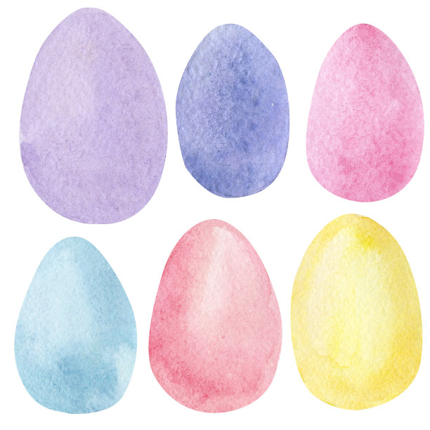 水彩春季复活节彩蛋套装。假日插图孤立在白色背景上。传统的春天符号用于设计卡片、海报、包装图片下载