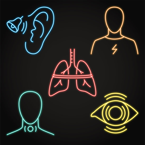霓虹灯应激反应症状图标设置图片下载