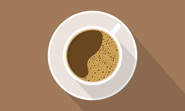 杯咖啡与阴影的顶视图。咖啡泡沫。图片下载