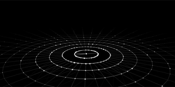 未来的波。向量黑暗的网络空间。抽象音乐的声波与点。黑色背景上的白色移动粒子。图片下载