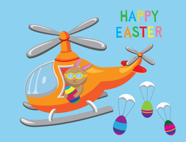 直升飞机上的复活节兔子图片下载