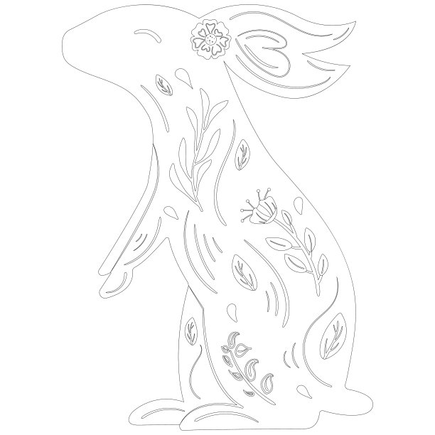 白色和黑色风格的兔子。复活节图片下载