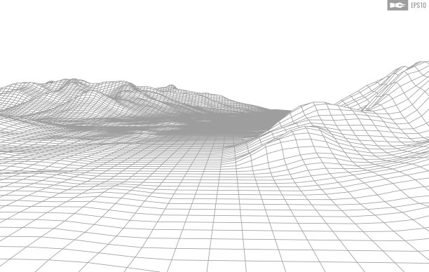 线框景观在白色背景。摘要几何矢量技术背景。三维矢量数字背景图片下载