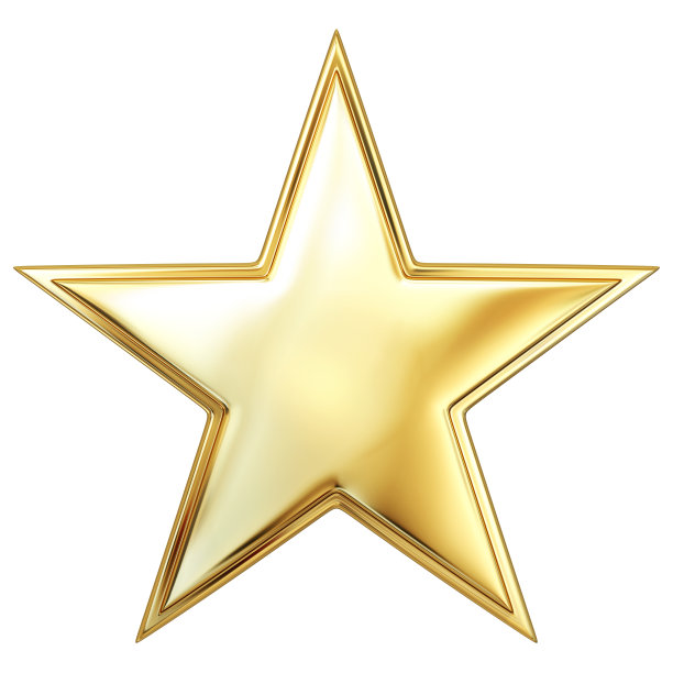 黄金之星。孤立的白色背景图片下载