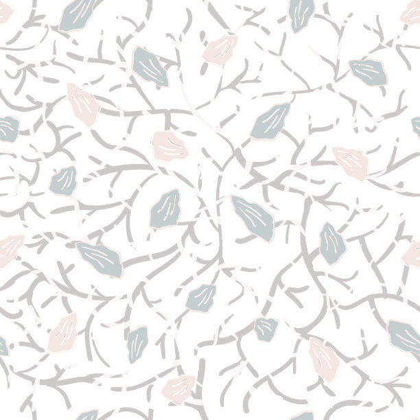分散花瓣向量无缝图案背景。漂浮的花瓣在纹理拖尾茎背景。手绘中性装饰花卉设计。春天的植物重复。在打印。图片下载