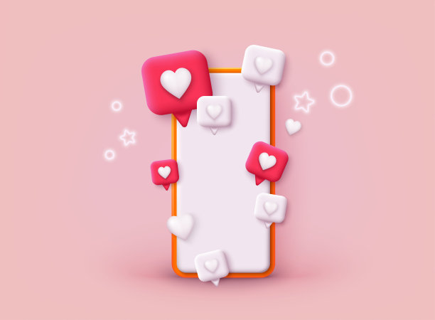 智能手机的Like通知图标。3D网络矢量插图。图片下载