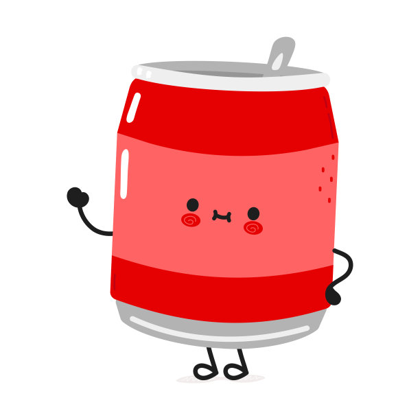 可爱有趣的苏打水挥舞手的角色。矢量手绘卡通可爱的人物插图图标。孤立的白色背景。一罐汽水的角色概念图片下载