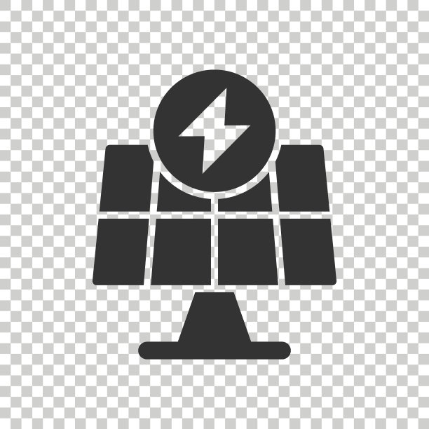 太阳能电池板图标在平坦的风格。生态能量矢量插图在白色孤立的背景。电工标牌经营理念。图片下载