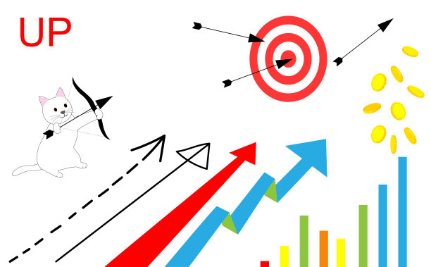 箭、进度条和一只白猫用箭瞄准飞镖板图片下载