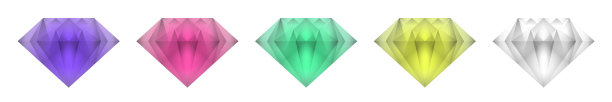 不同颜色的钻石宝石集，矢量插图图片下载