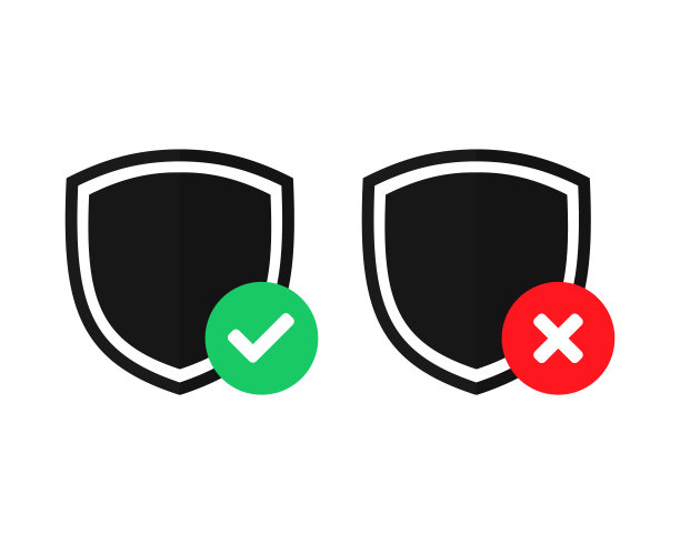 有方格标记和x标记的盾牌。图片下载