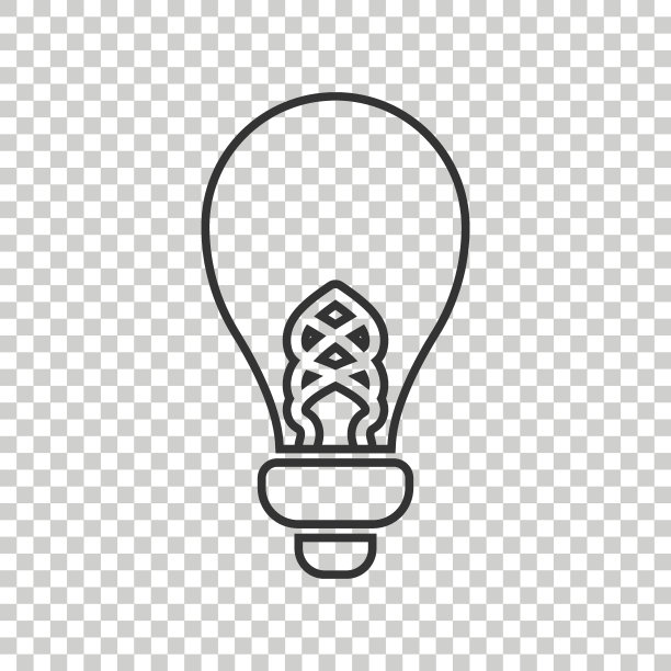 扁平风格灯泡图标，白色背景能源灯矢量插画图片下载