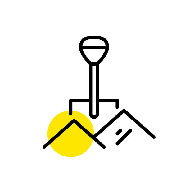 沙堆中的建筑铲子像素完美可编辑笔画线条图标图片下载