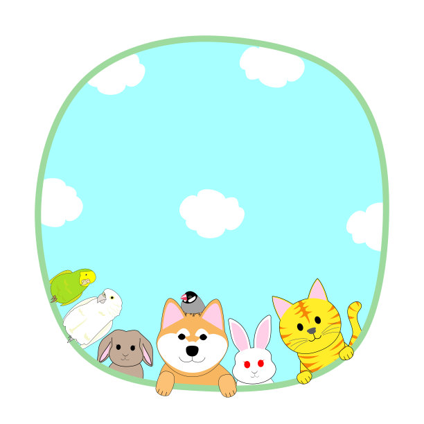 一个圆形的框架，各种动物和鸟类与蓝天 一个圆形的框架，各种动物和鸟类与蓝天 一个圆形的框架，各种动物和鸟类与蓝天图片下载