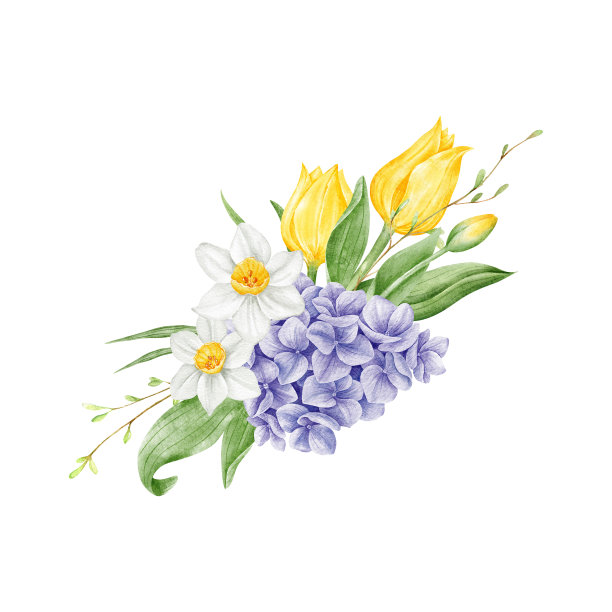 水彩春花花束图片下载