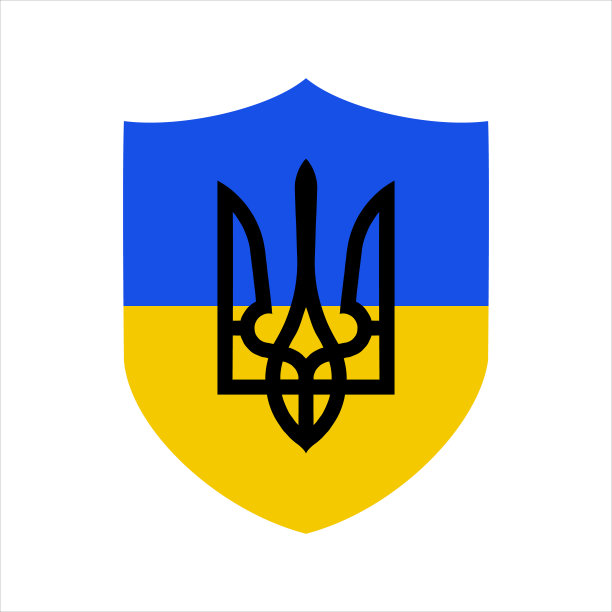 乌克兰的盾形纹章、国徽孤立在白色背景上。乌克兰矢量纹章。乌克兰盾徽图片下载