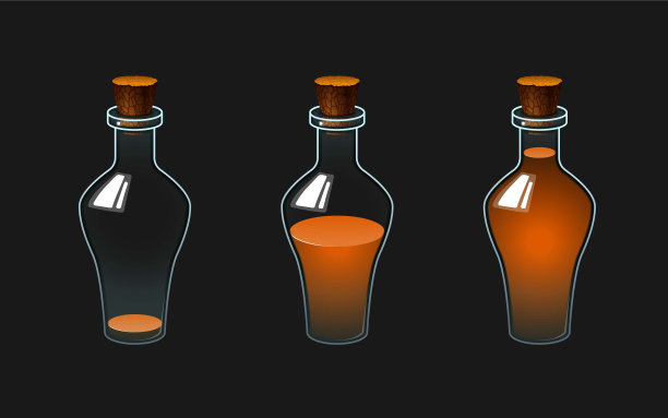 药水瓶子。橙汁饮料图片下载