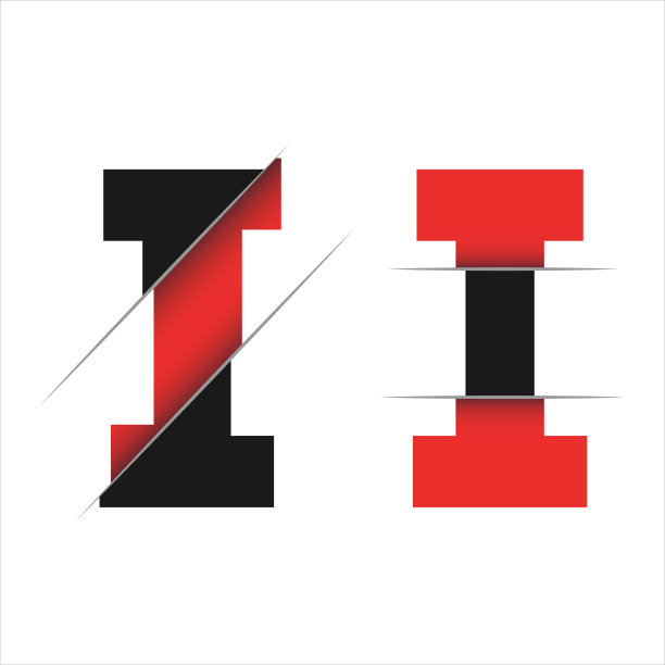 首字母I标志设计与切断概念风格设计图片下载